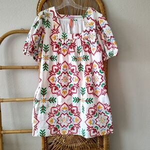 NEVER A WALLFLOWER Embroidered Linen dress